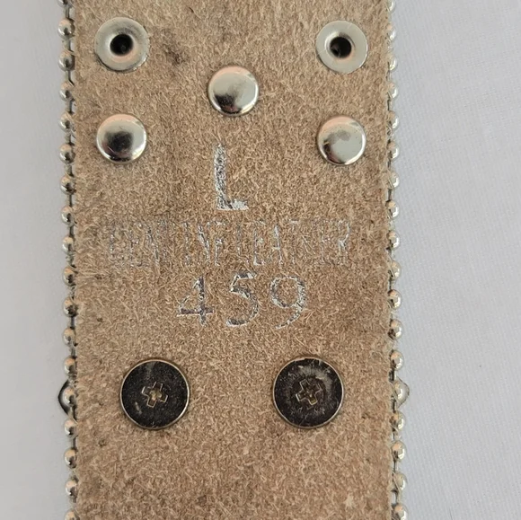 CW Country Western Crystal & Rhinestone Studded Leather Black Belt - Picture 9 of 13